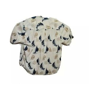 Royal Palm Sail Boat Nautical Fish Hawaiian Shirt XL Mens Casual Button Sailboat